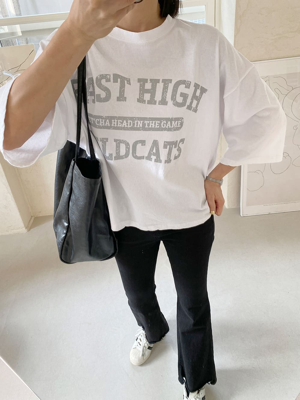 休閒復古字母印花上衣