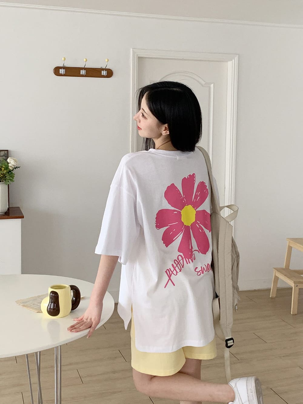 花朵印花純棉寬版上衣
