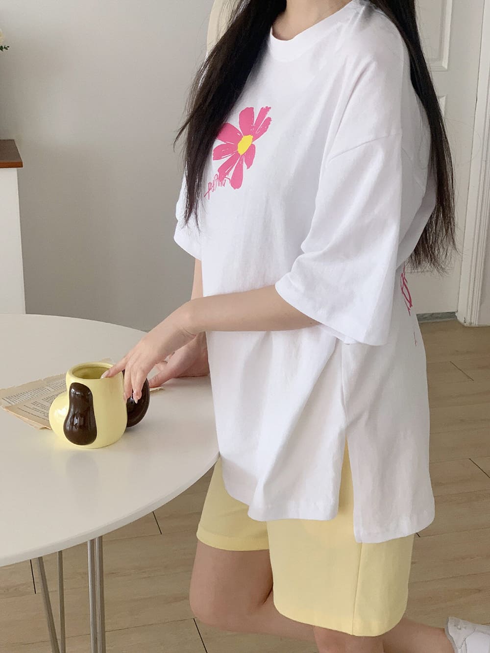 花朵印花純棉寬版上衣