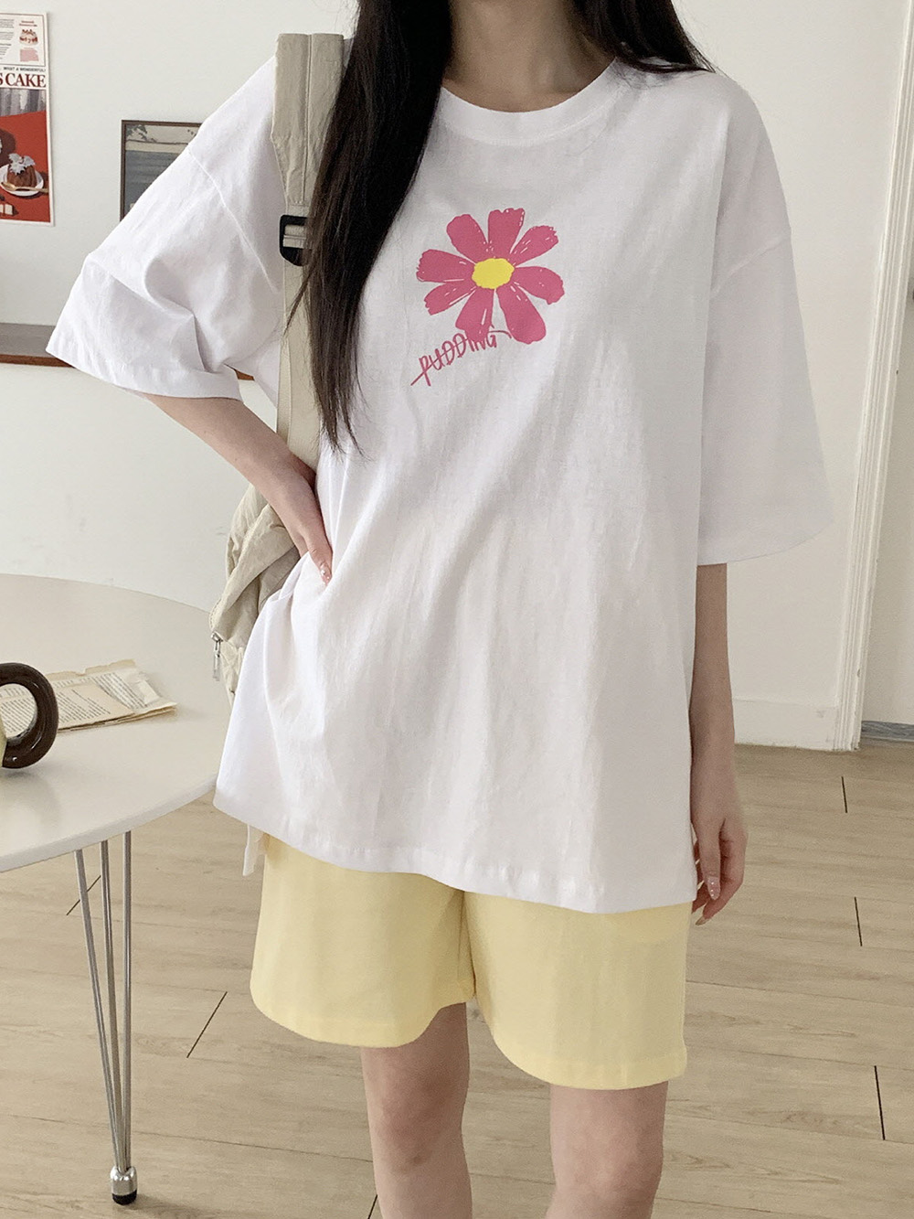 花朵印花純棉寬版上衣