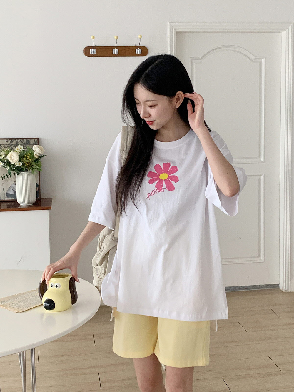 花朵印花純棉寬版上衣
