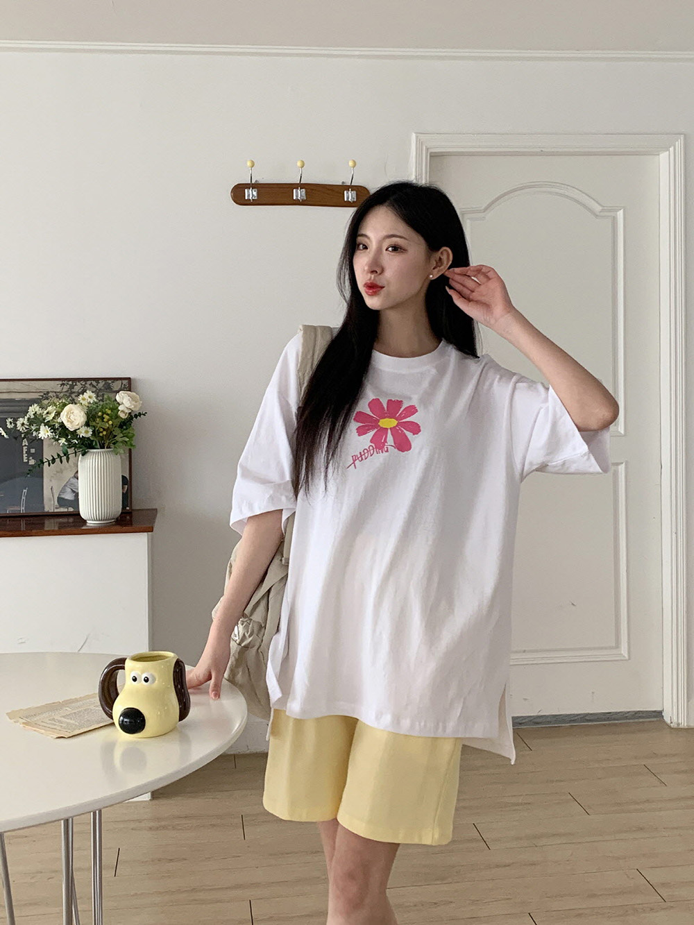 花朵印花純棉寬版上衣