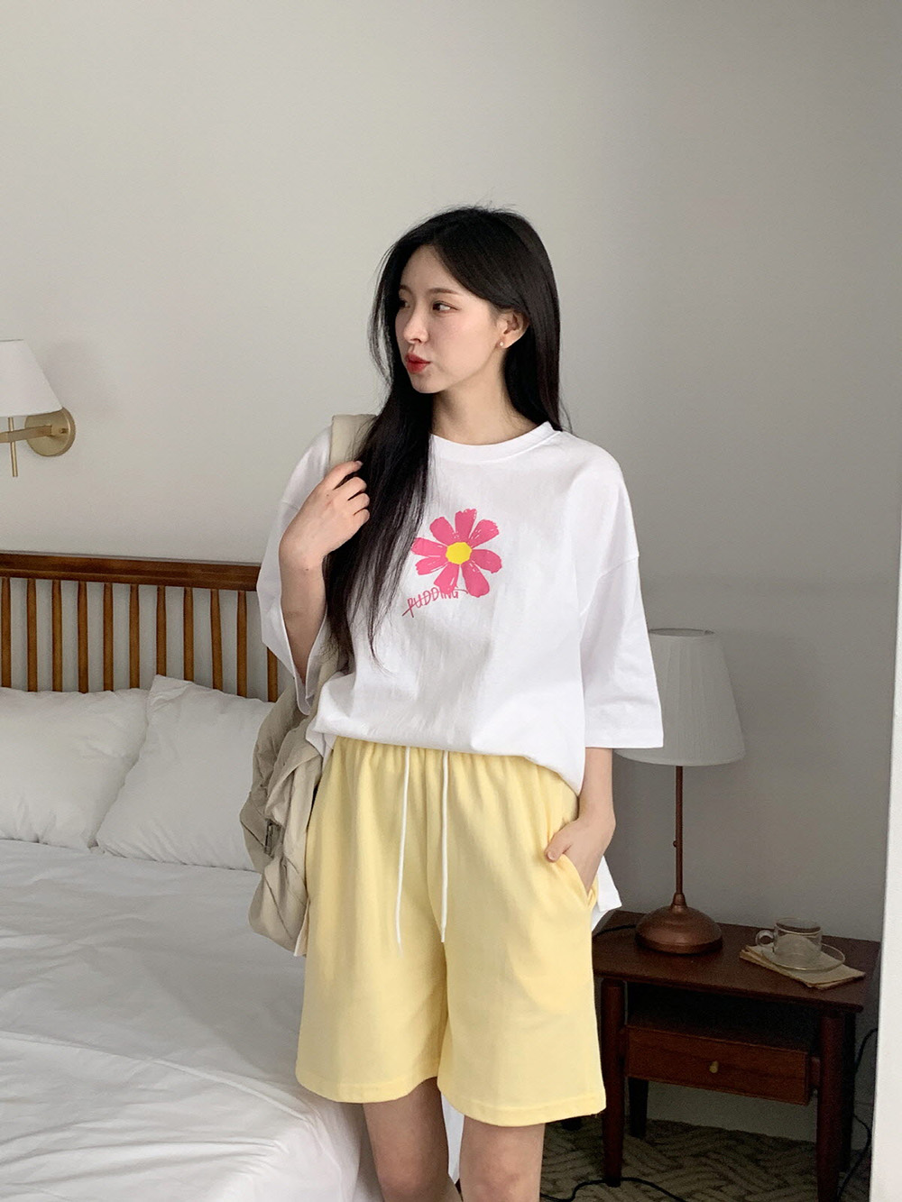 花朵印花純棉寬版上衣