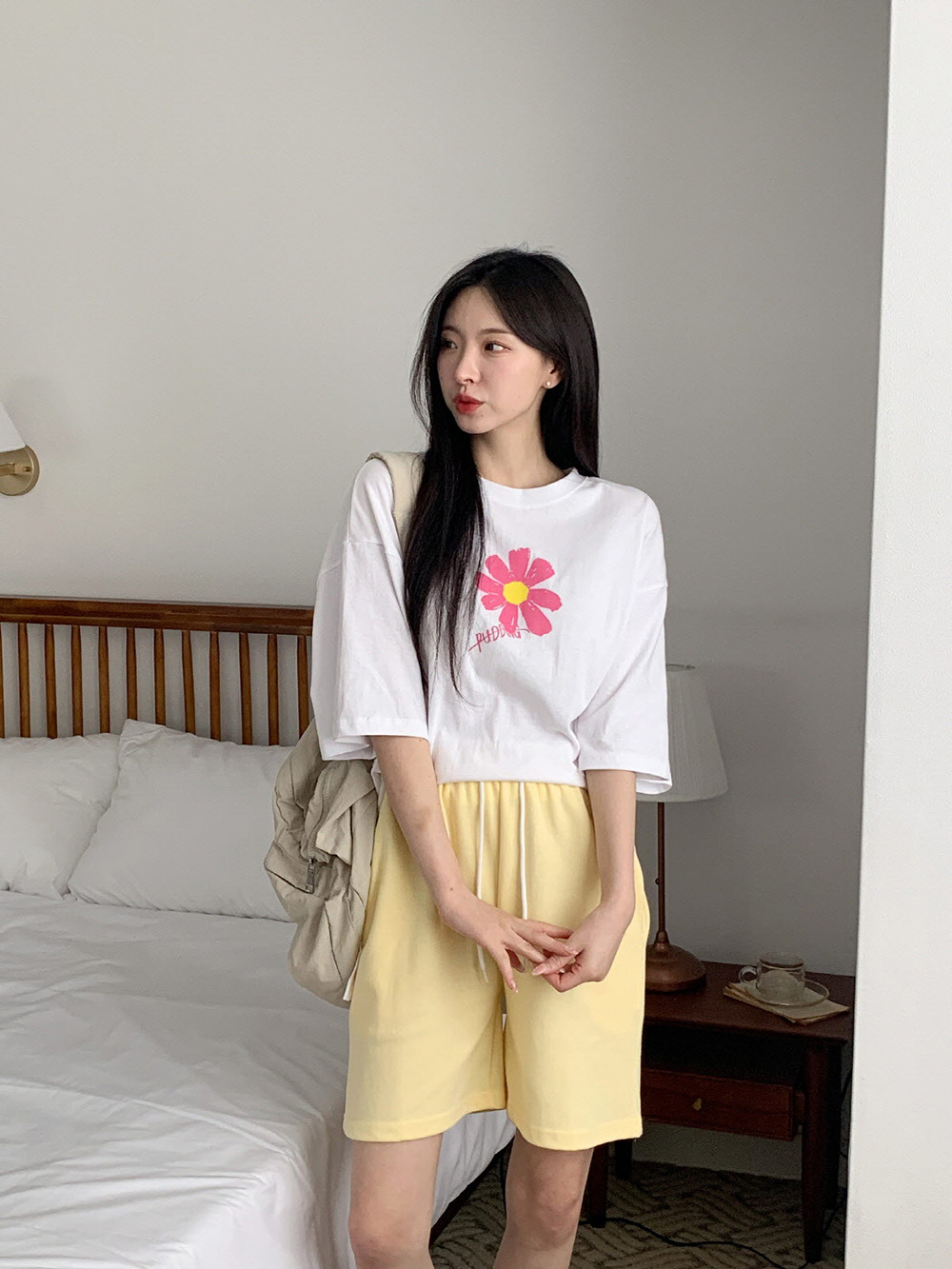 花朵印花純棉寬版上衣