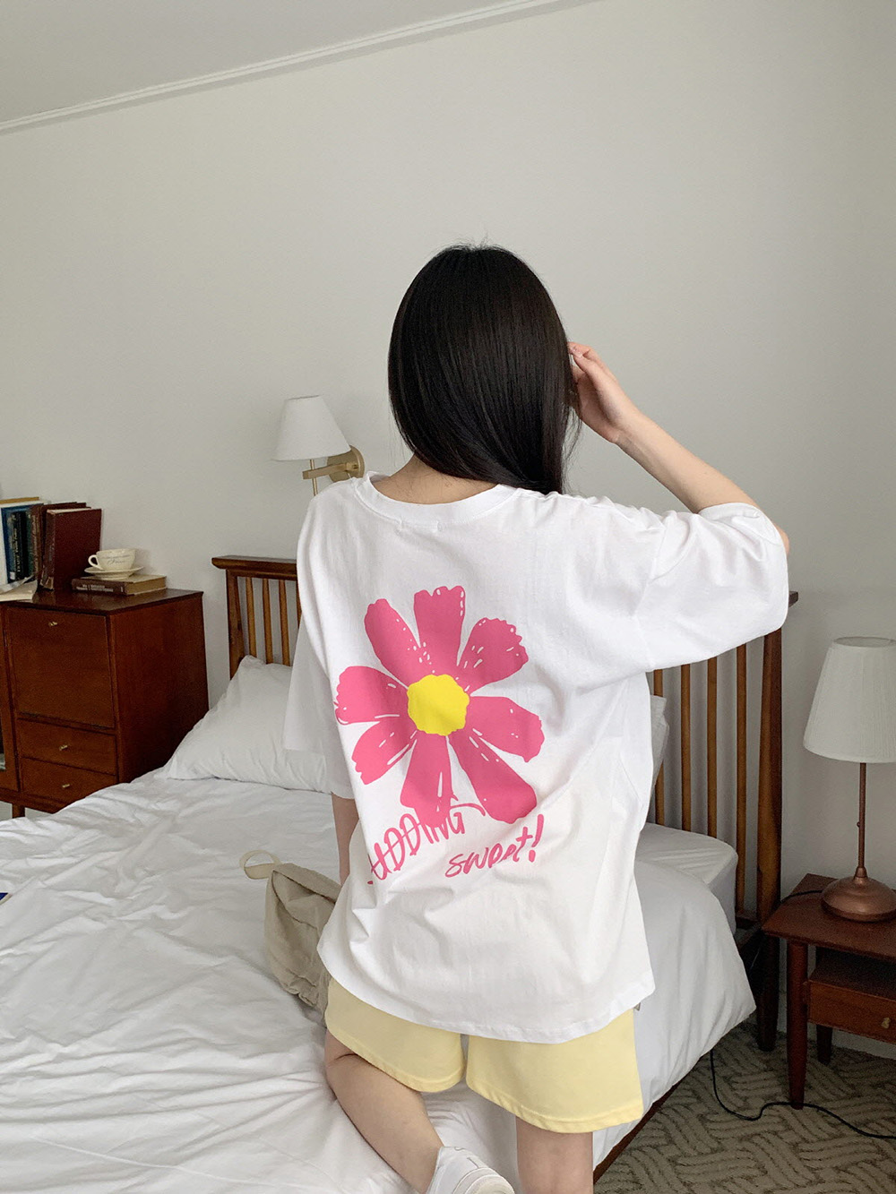 花朵印花純棉寬版上衣