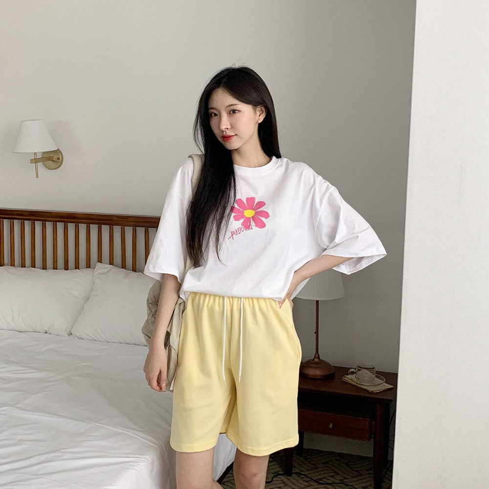 花朵印花純棉寬版上衣
