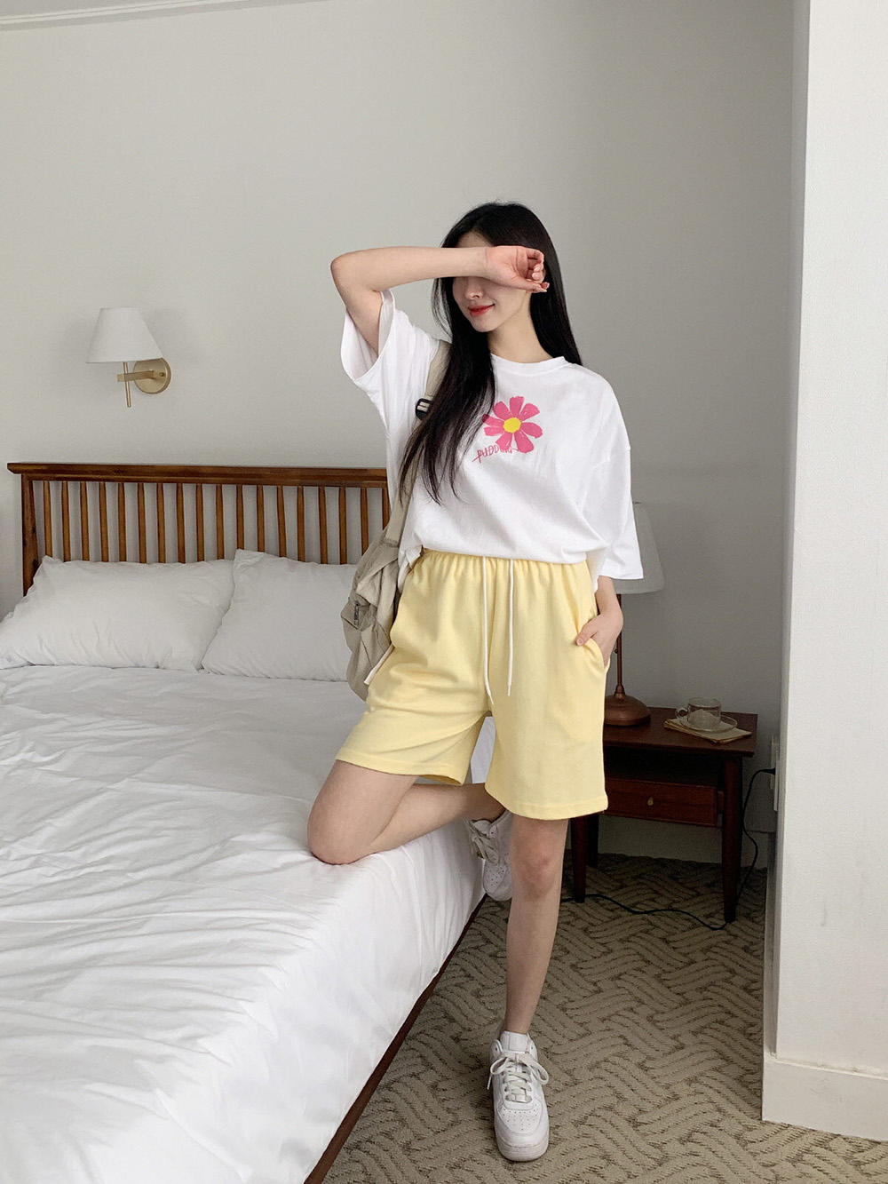 花朵印花純棉寬版上衣