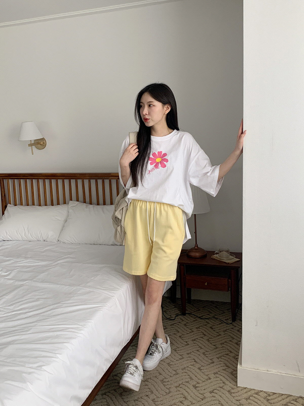 花朵印花純棉寬版上衣