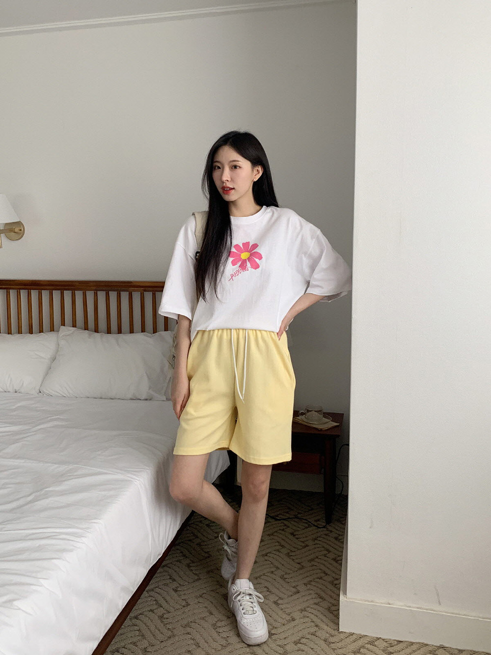 花朵印花純棉寬版上衣