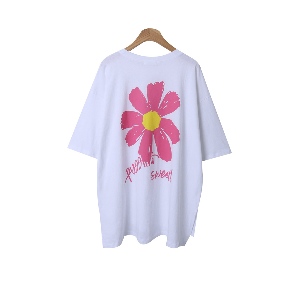 花朵印花純棉寬版上衣