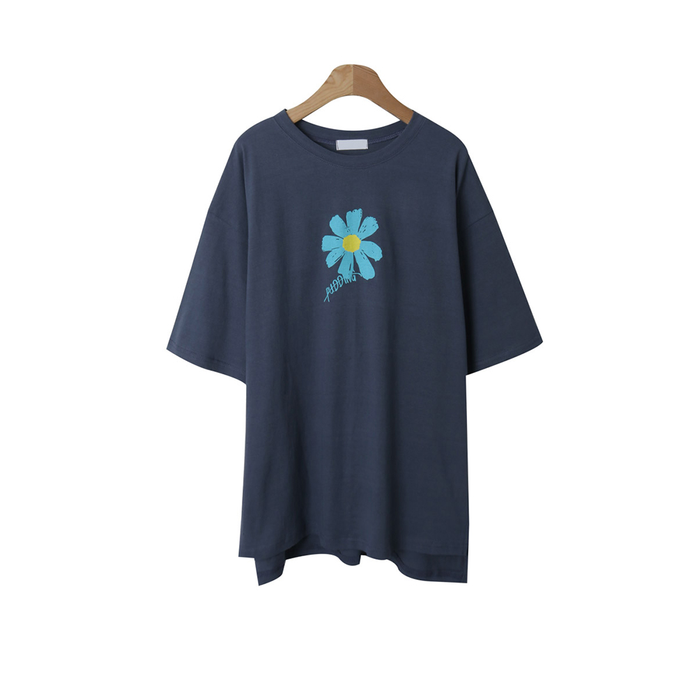 花朵印花純棉寬版上衣