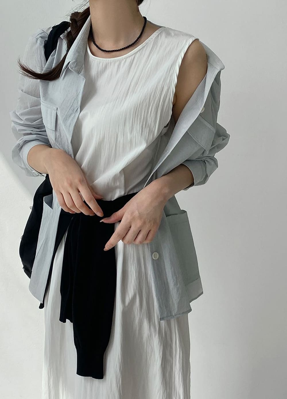 休閒後綁帶背心長洋裝