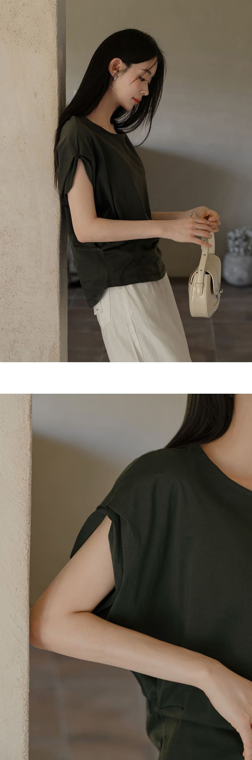 慵懶休閒寬鬆圓領上衣