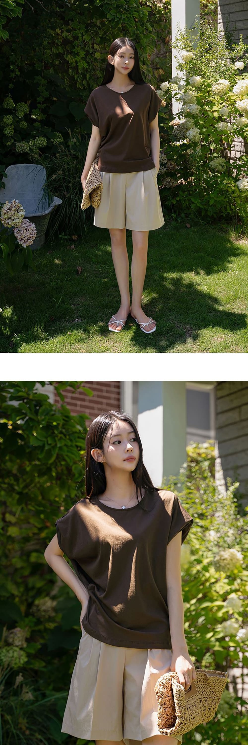 慵懶休閒寬鬆圓領上衣