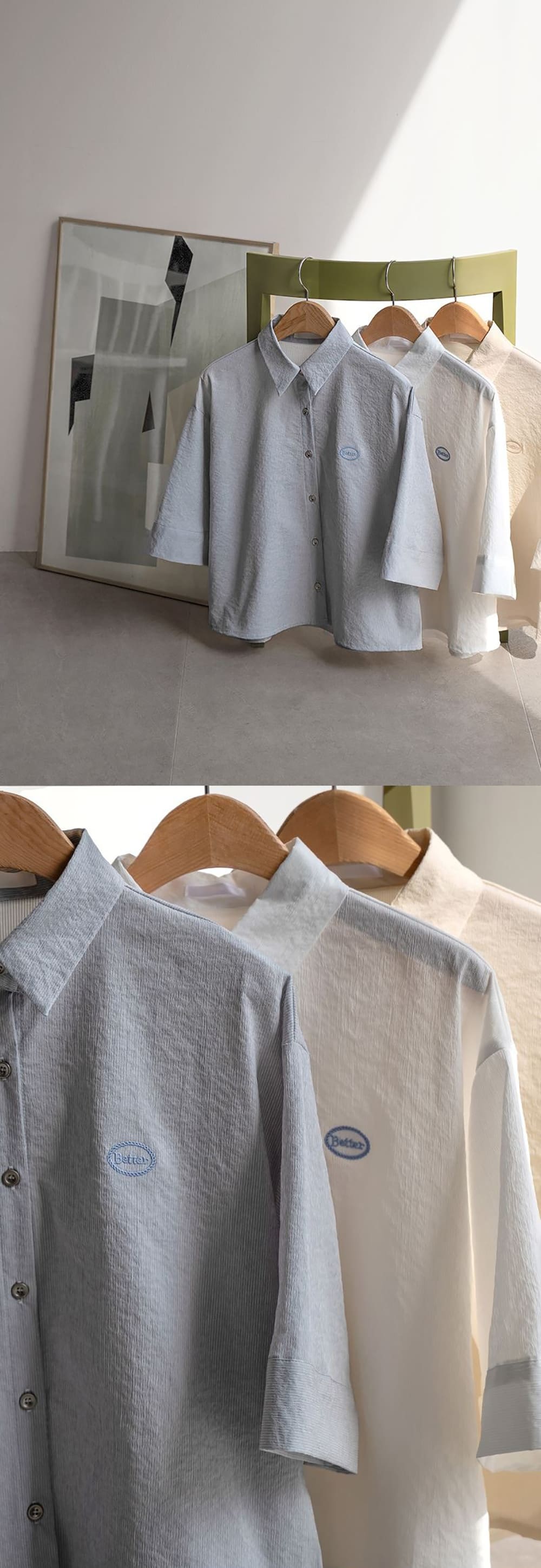 簡約字母刺繡短袖襯衫