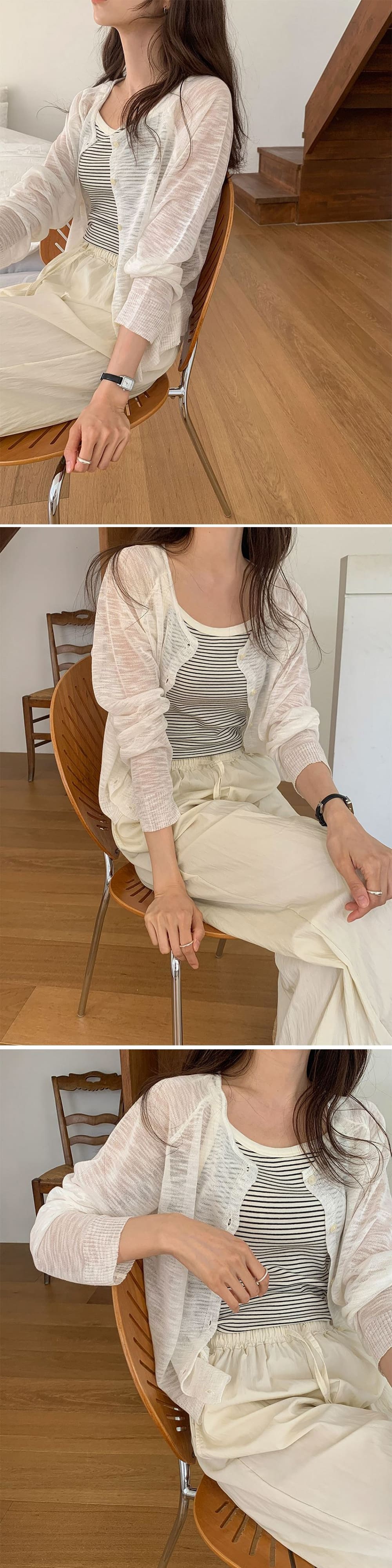 輕薄透膚開襟罩衫外套