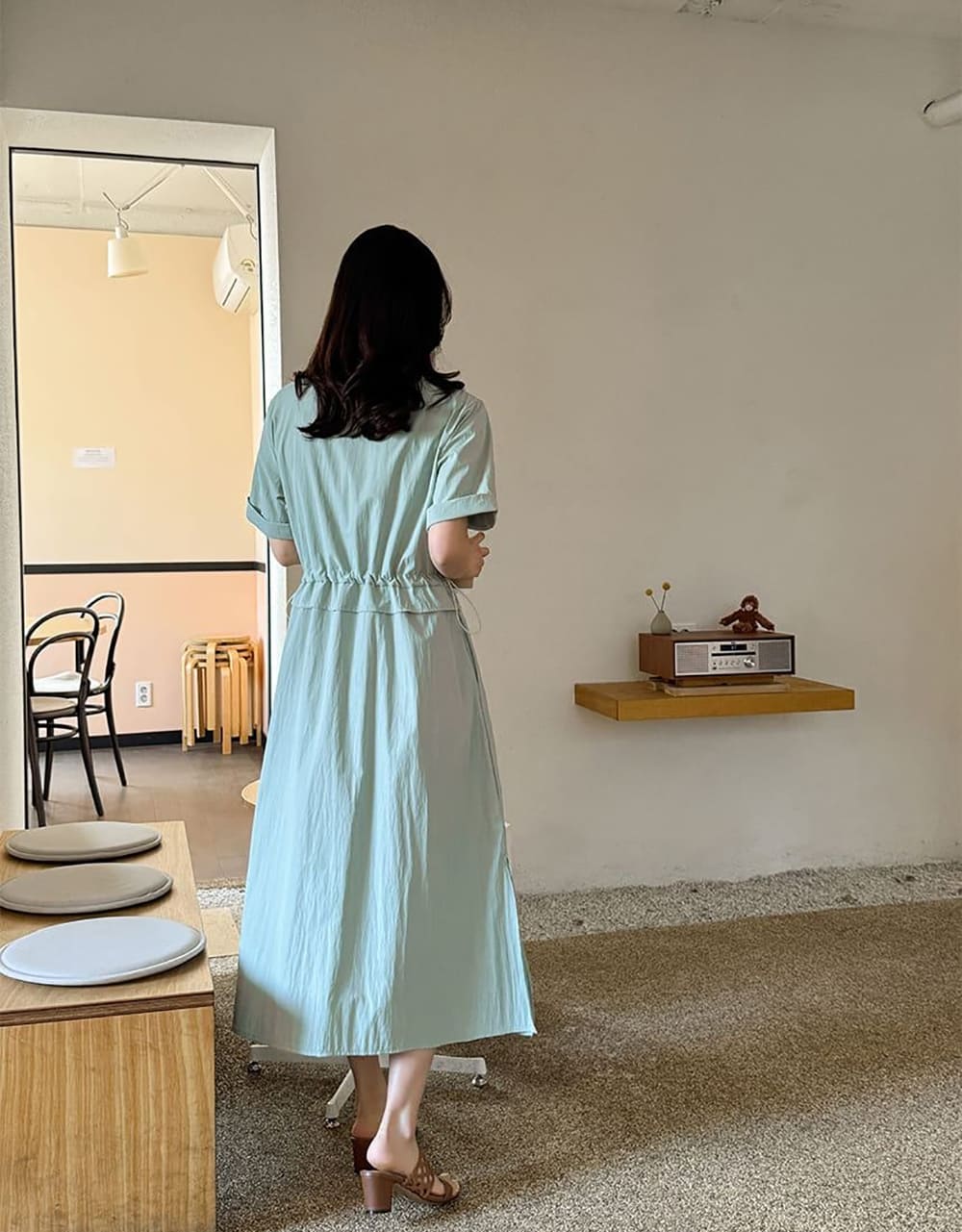 休閒涼爽襯衫領長洋裝