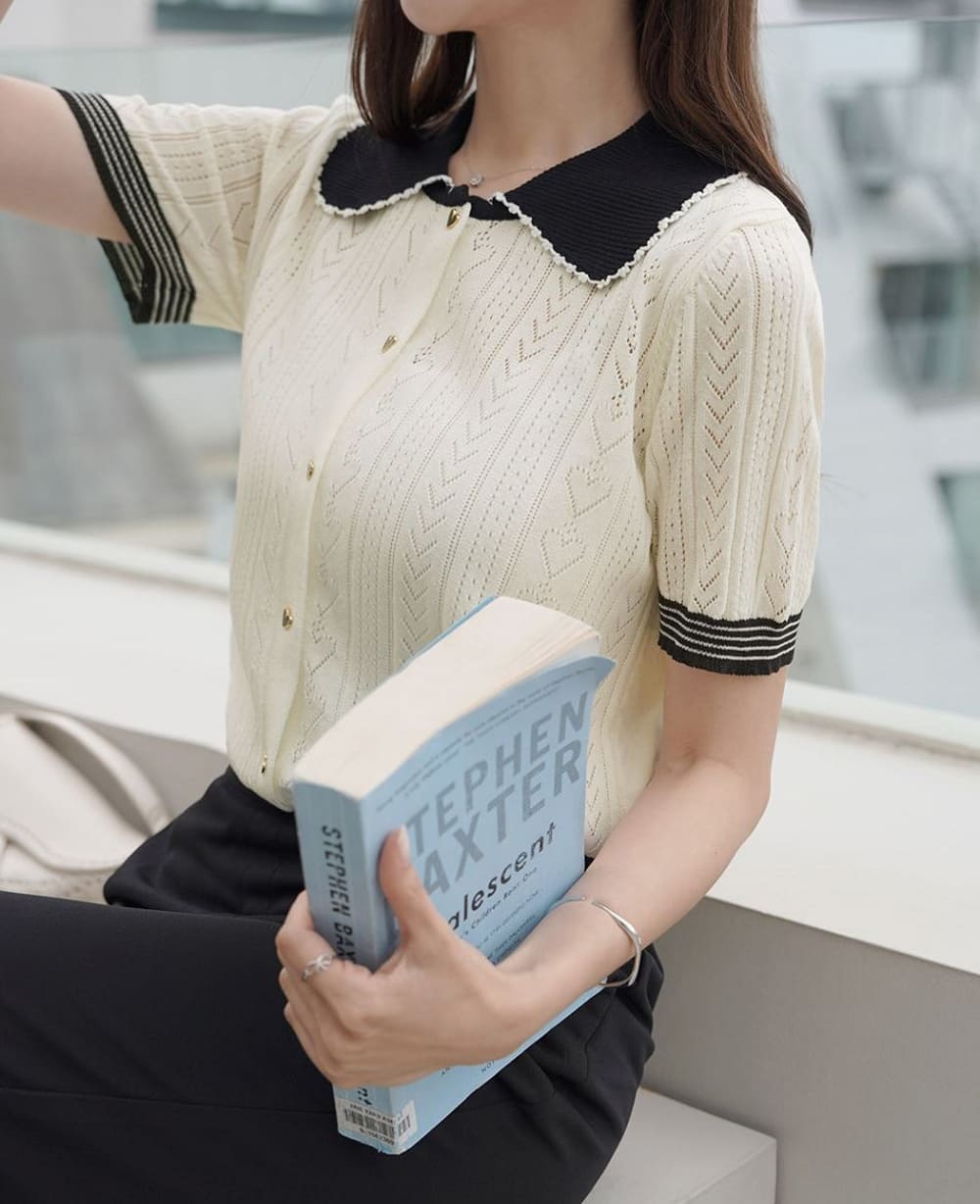 心型鈕扣針織上衣