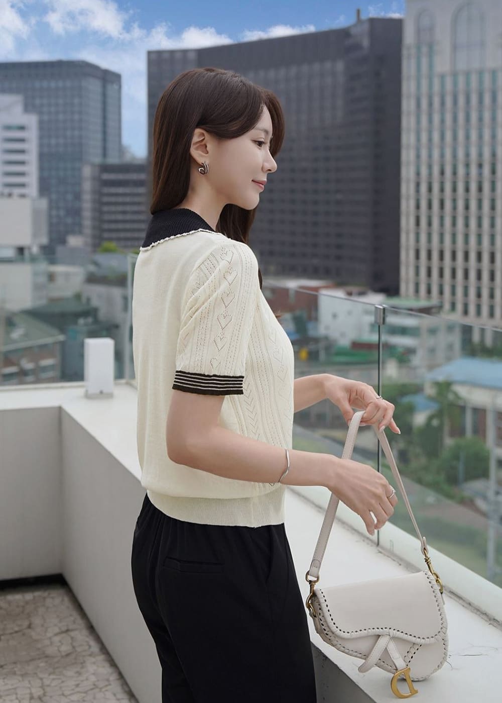心型鈕扣針織上衣