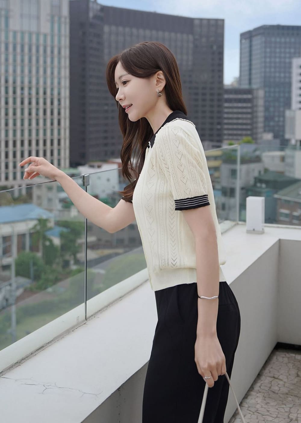 心型鈕扣針織上衣