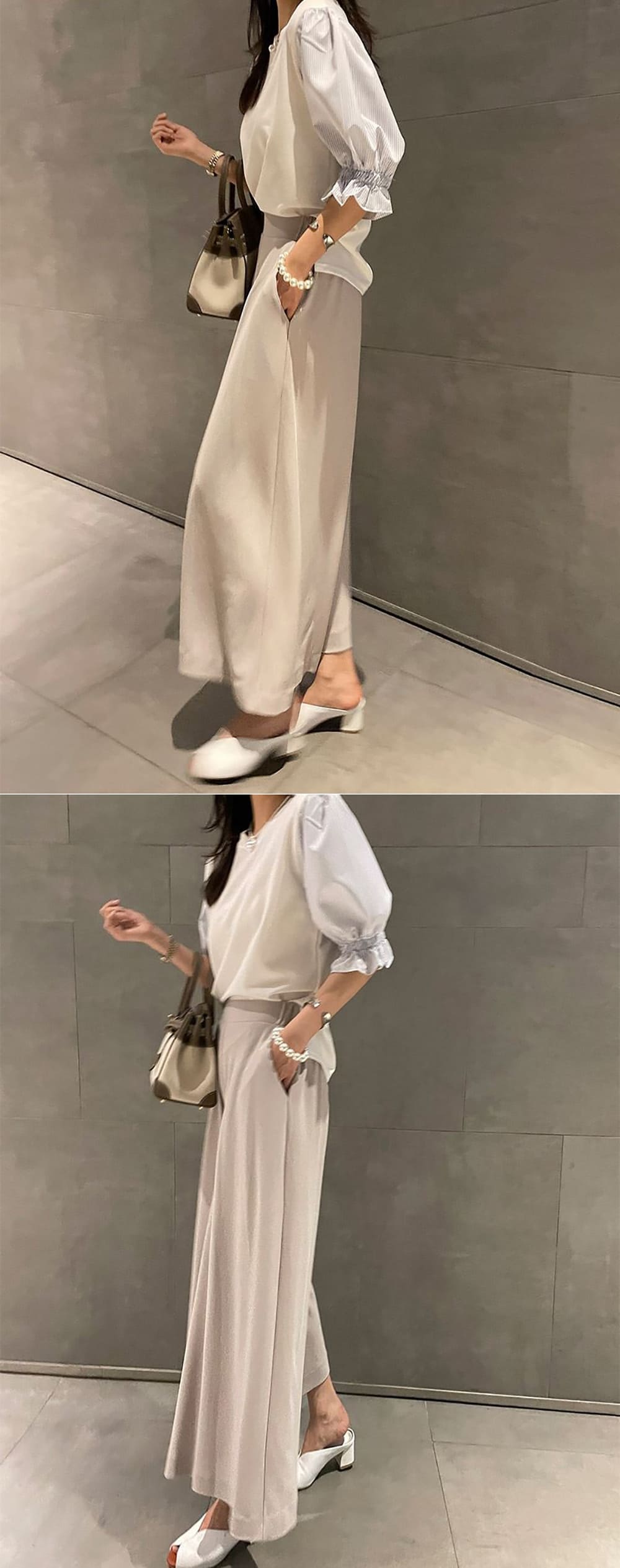 簡約質感拼接圓領上衣