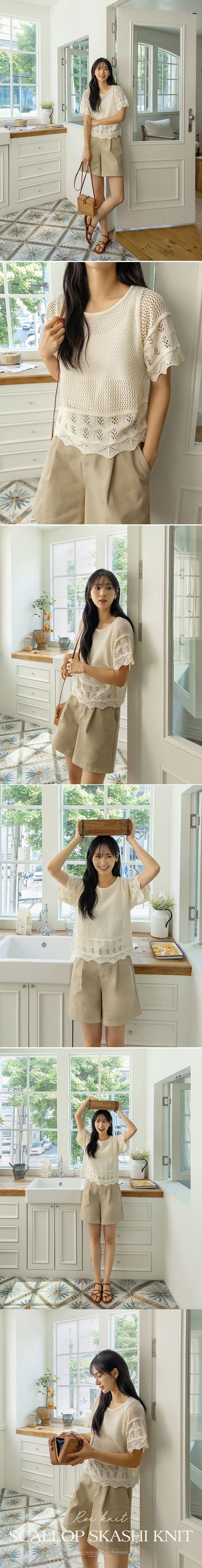 氣質鏤空針織圓領上衣