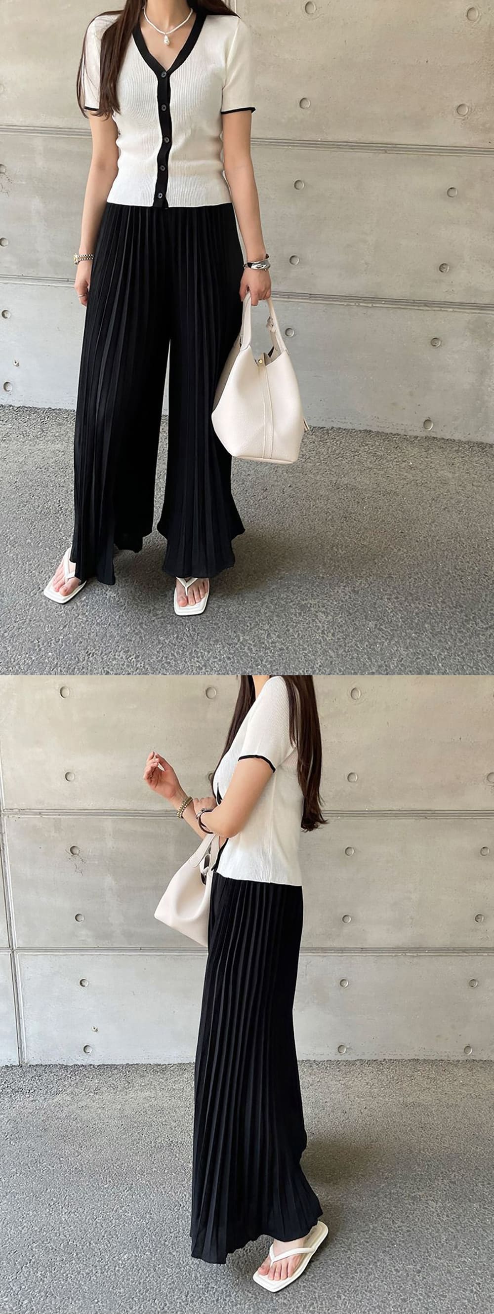 日常舒適百褶寬褲裙