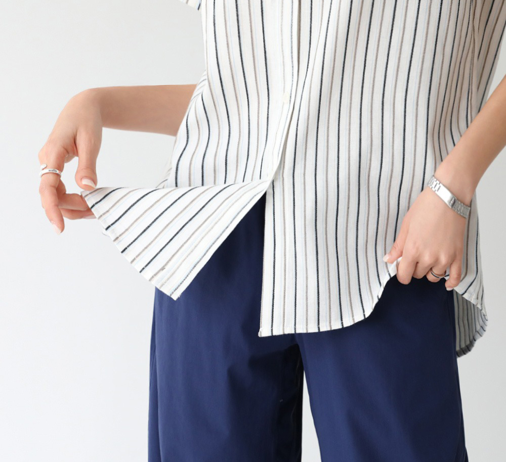 簡約刺繡寬版條紋襯衫