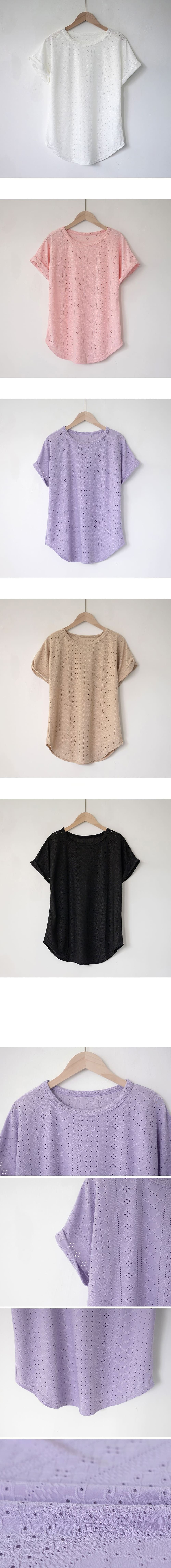 鏤空立體刺繡落肩上衣