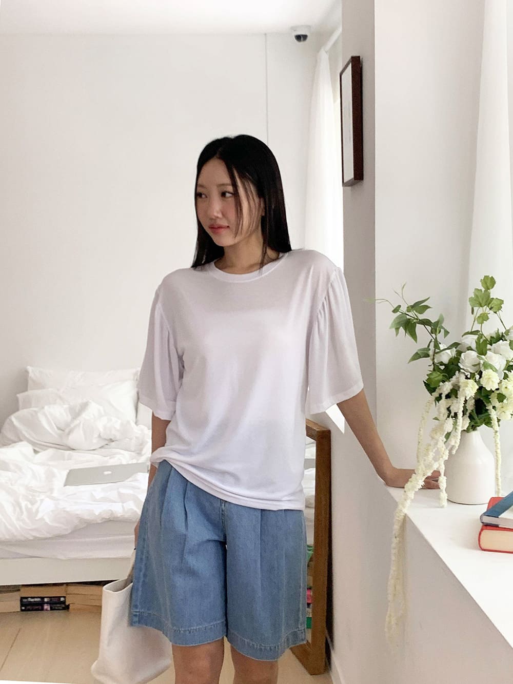 簡約氣質泡泡袖上衣