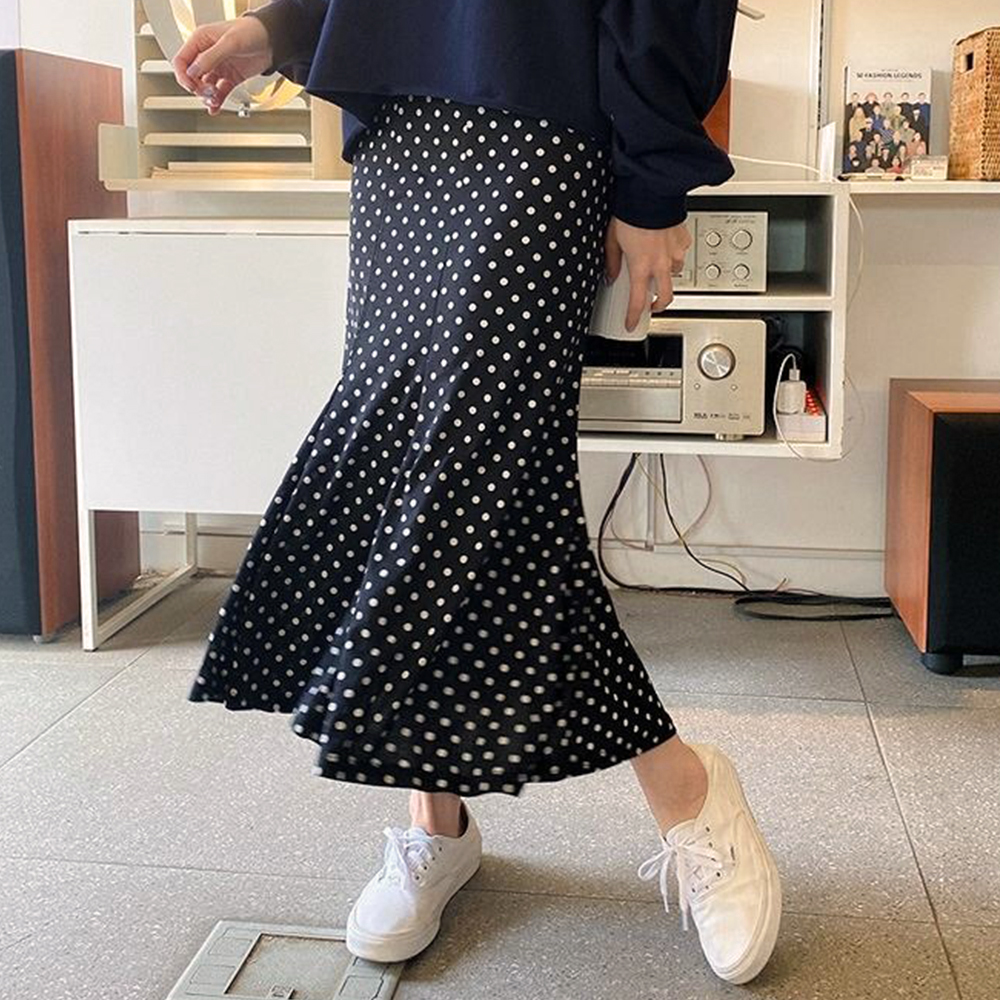 鬆緊腰氣質魚尾長裙