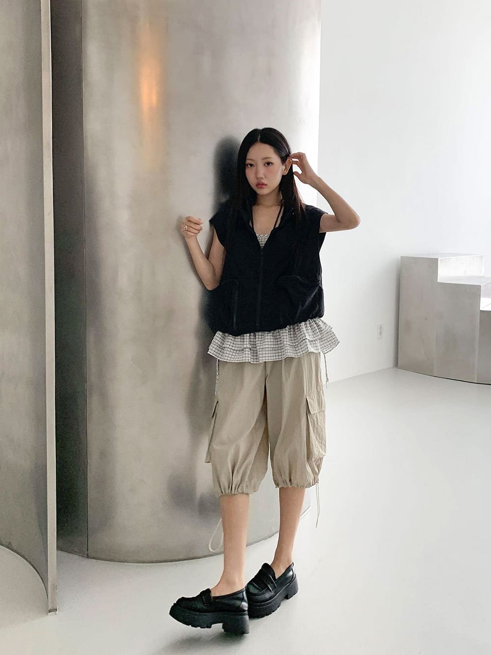 大口袋無袖連帽背心