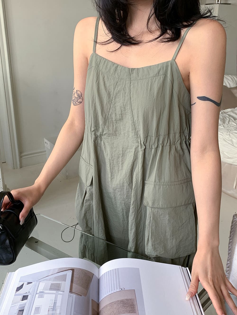 舒適大口袋吊帶洋裝