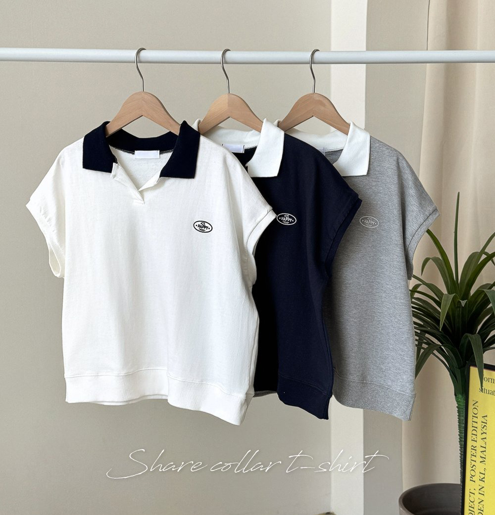 簡約刺繡襯衫領上衣