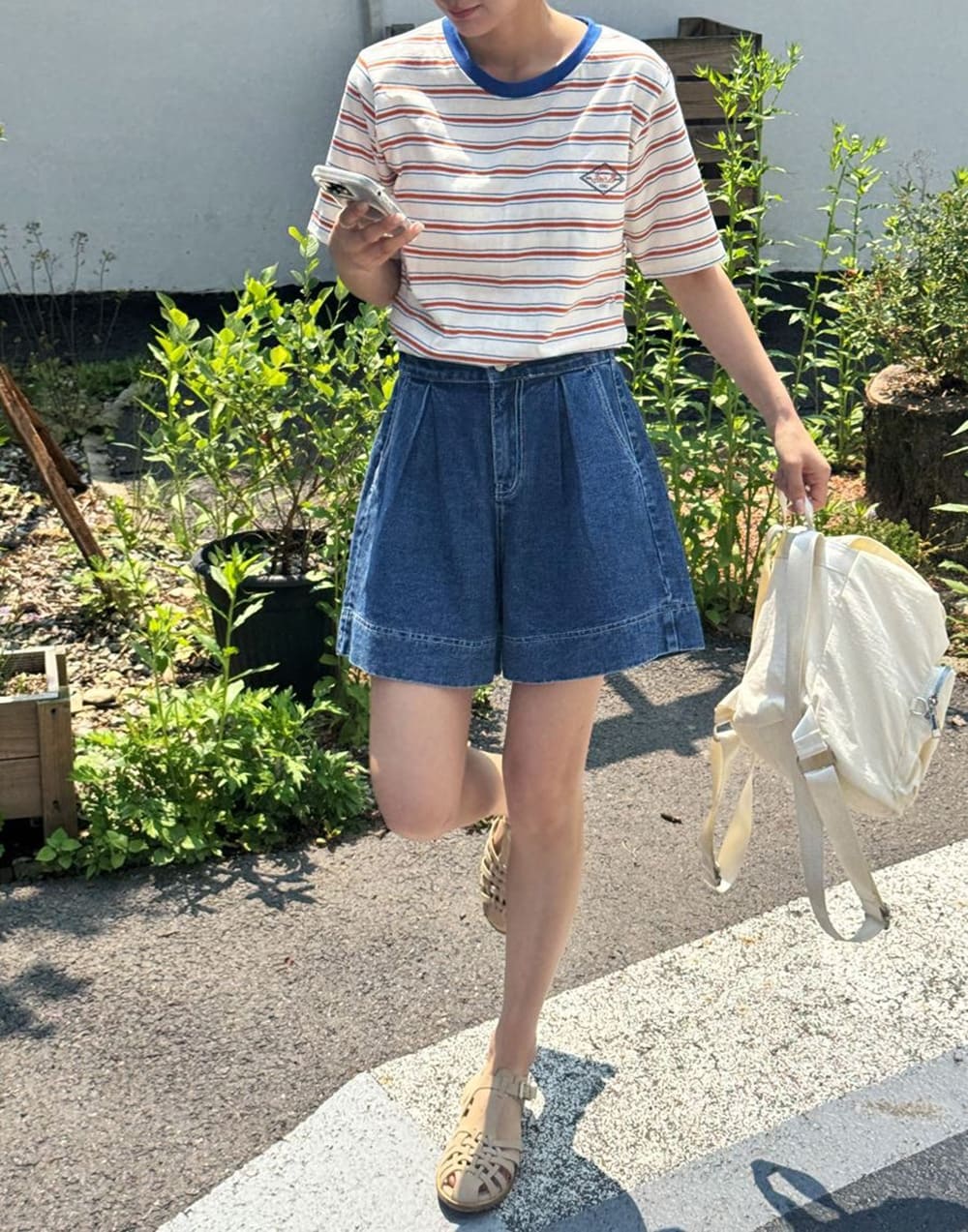純棉復古條紋撞色上衣