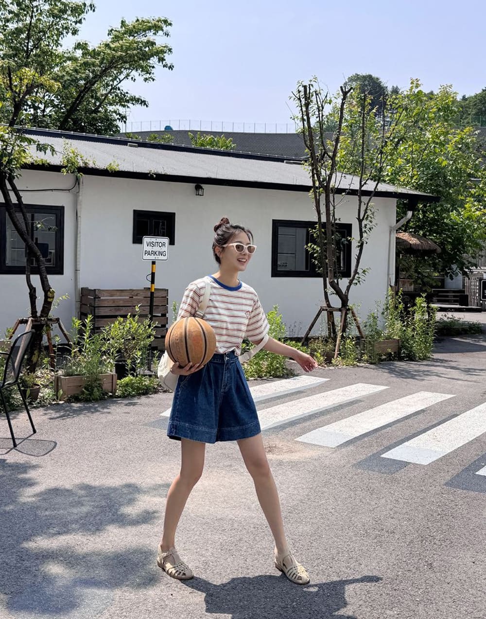 純棉復古條紋撞色上衣