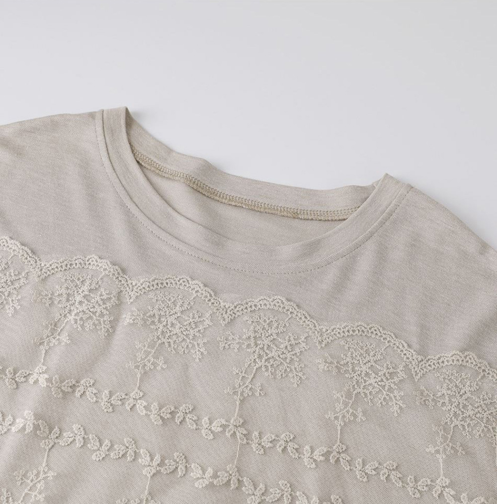 精緻蕾絲透膚袖上衣