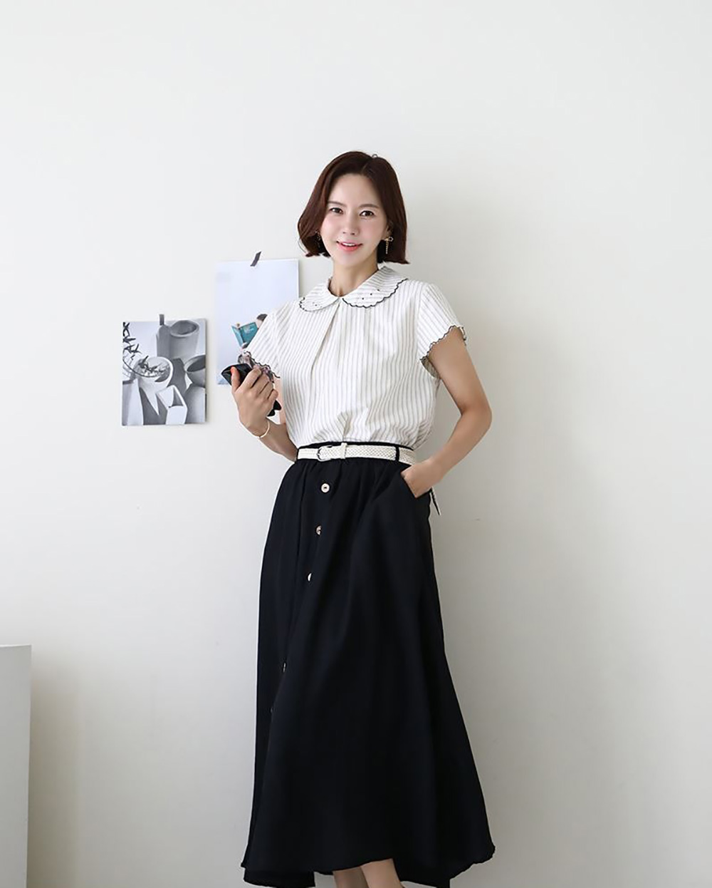 質感甜美條紋棉質襯衫