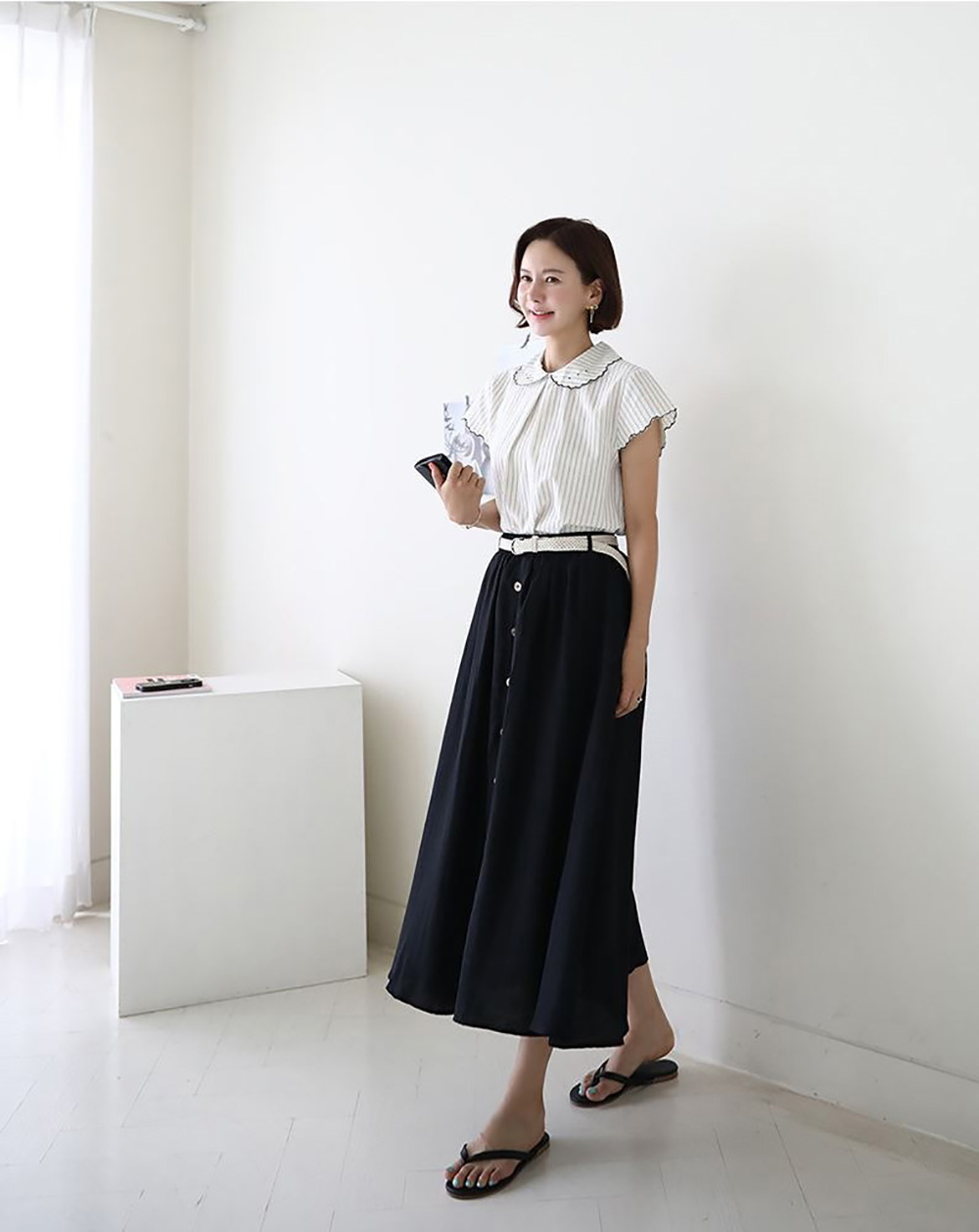 質感甜美條紋棉質襯衫
