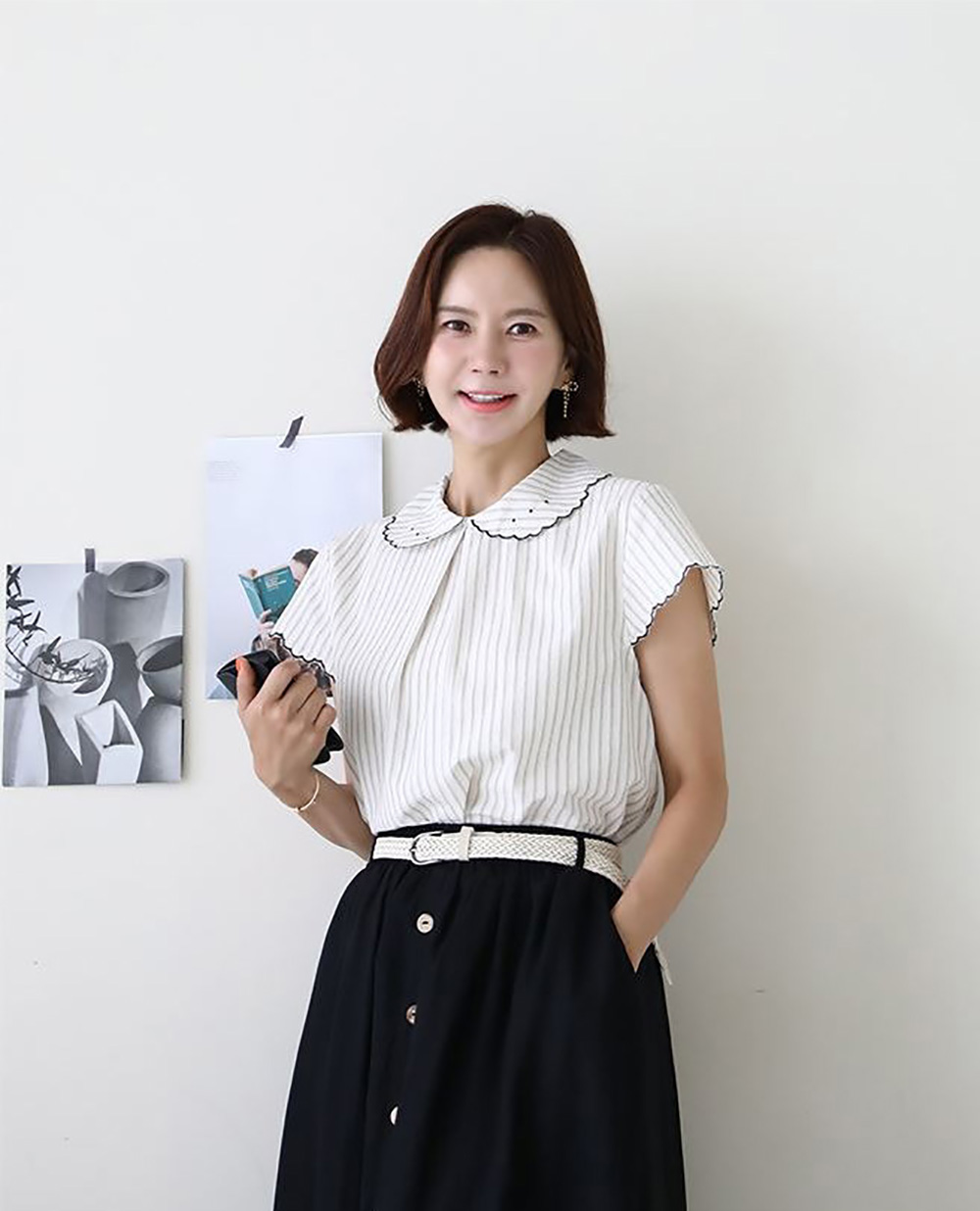 質感甜美條紋棉質襯衫