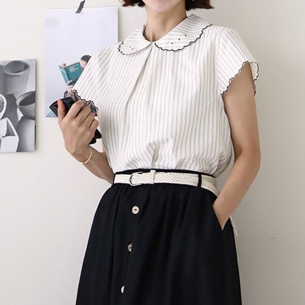 質感甜美條紋棉質襯衫