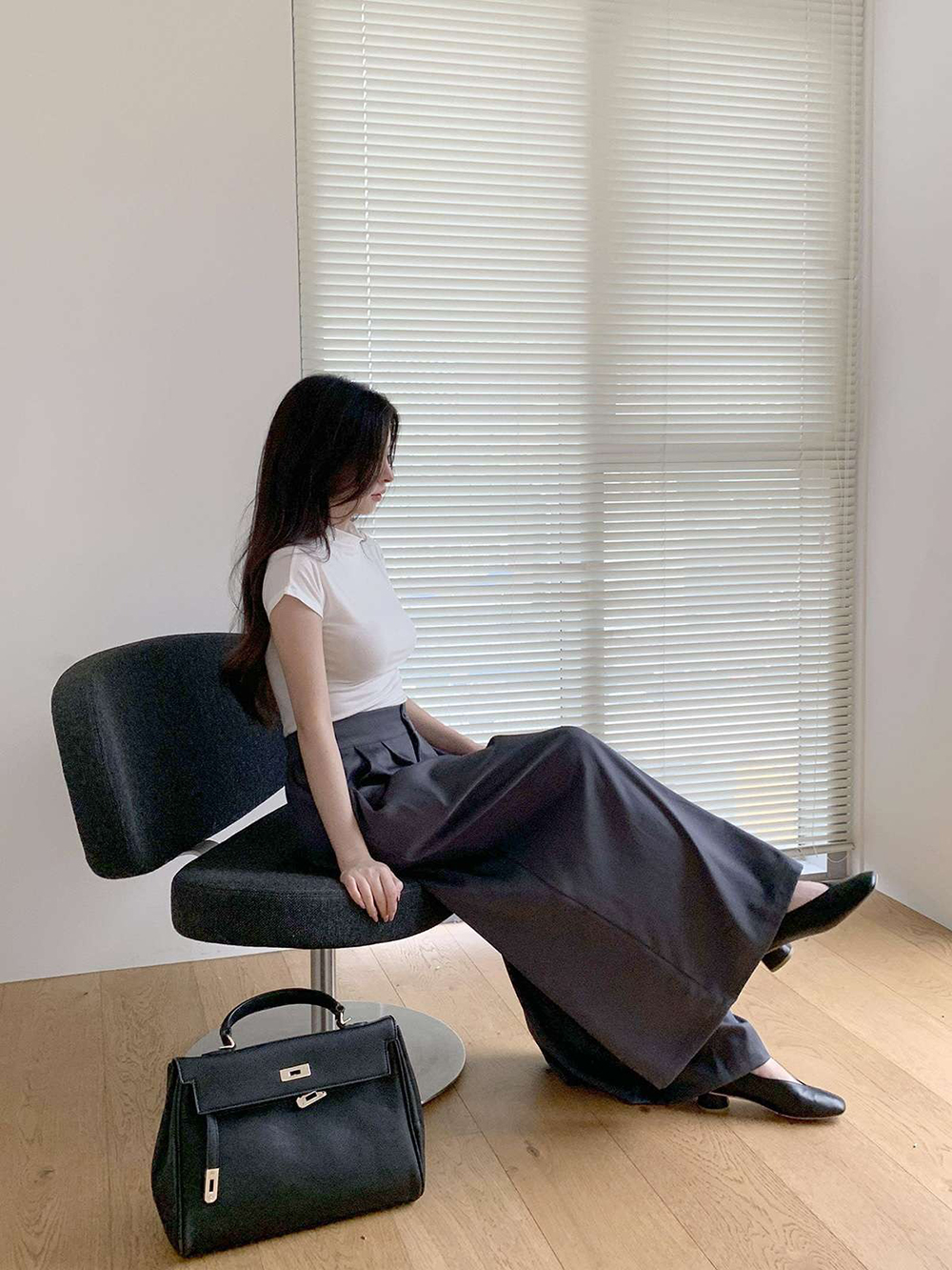 後鬆緊腰打摺寬褲