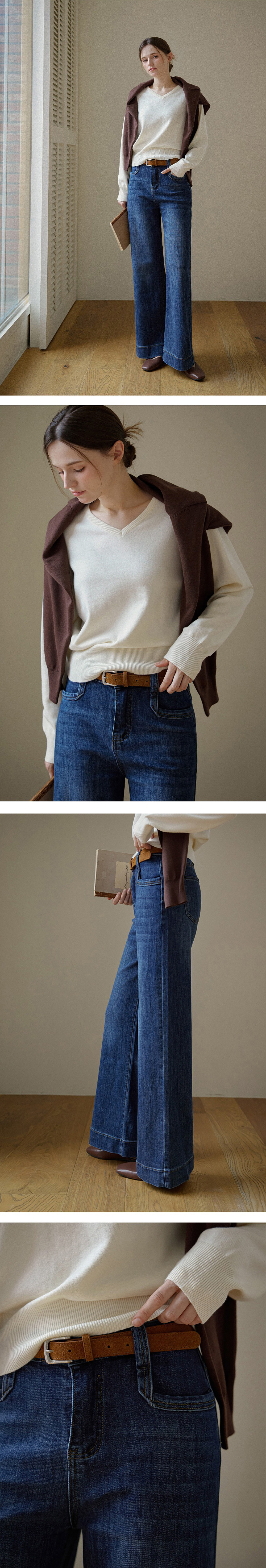 微彈刷色直筒牛仔褲