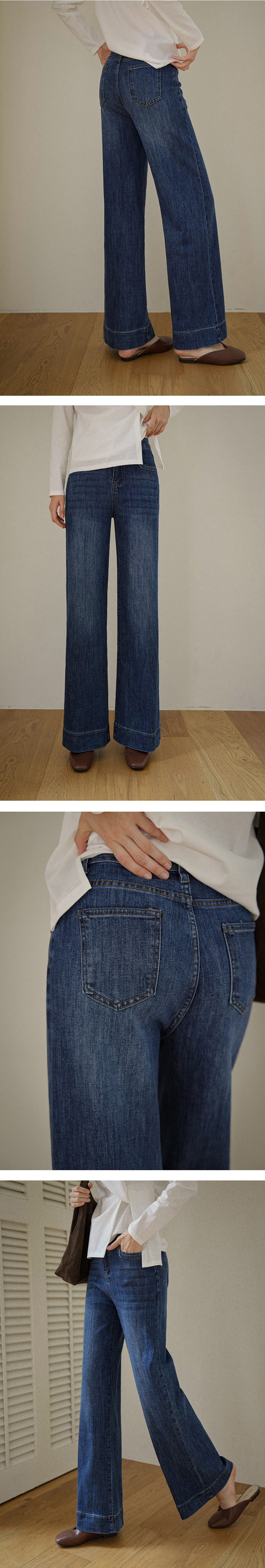 微彈刷色直筒牛仔褲