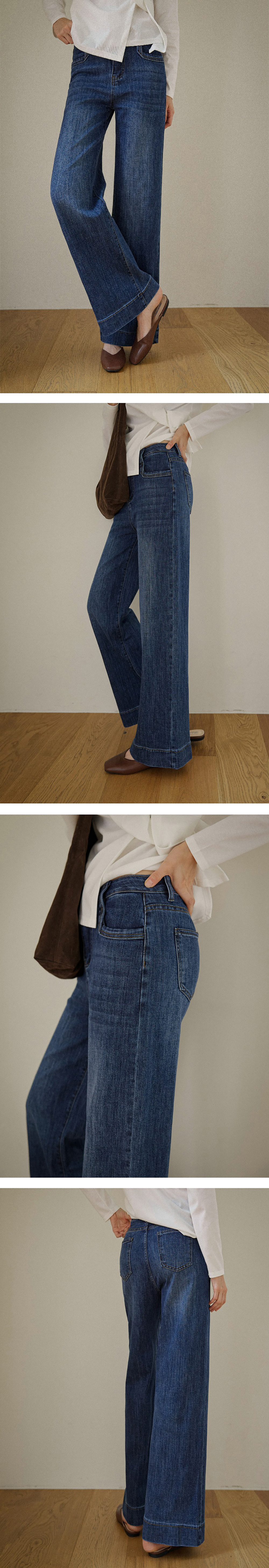 微彈刷色直筒牛仔褲