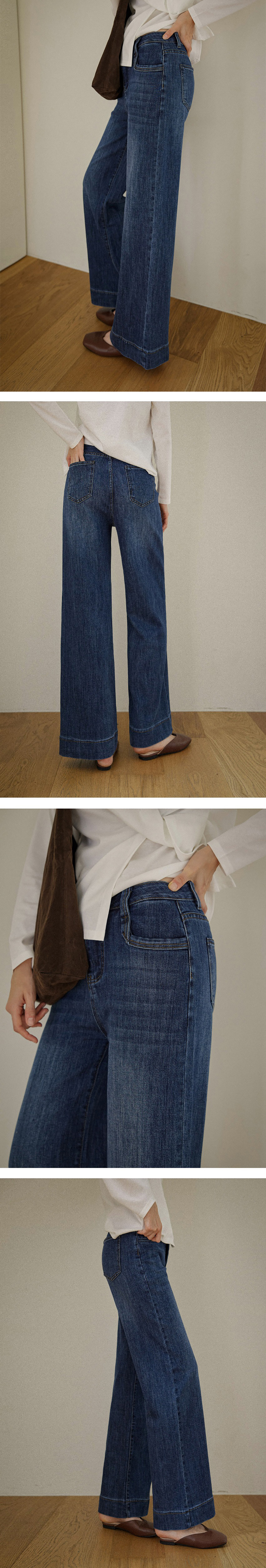 微彈刷色直筒牛仔褲