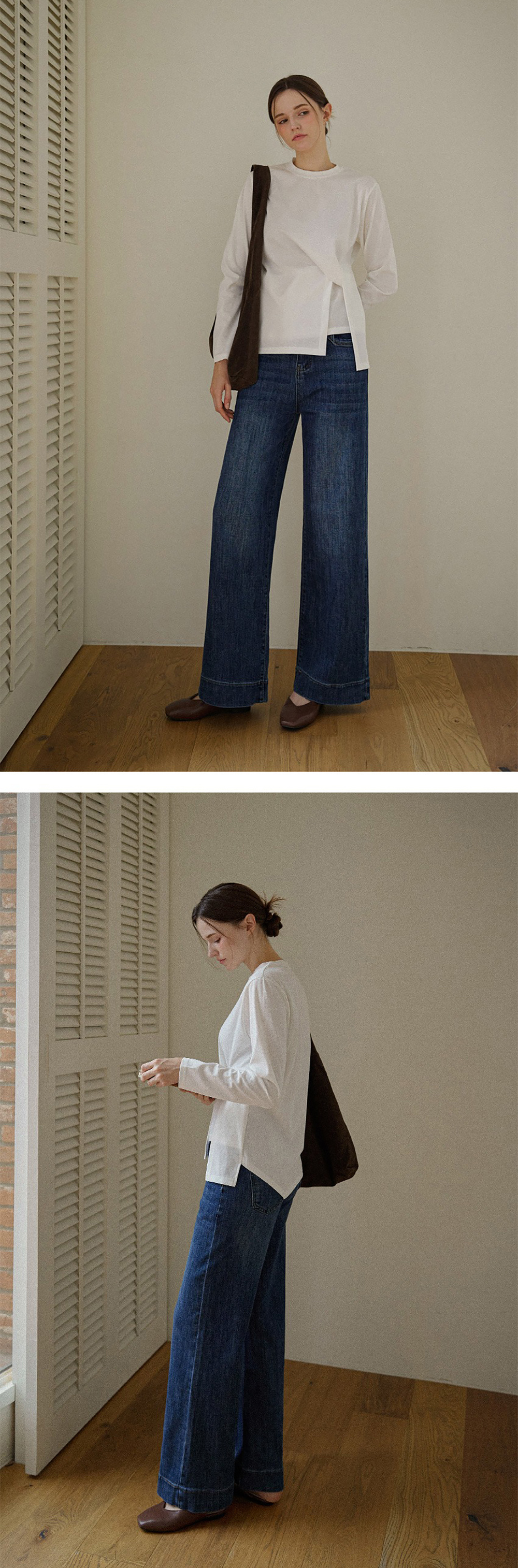 微彈刷色直筒牛仔褲