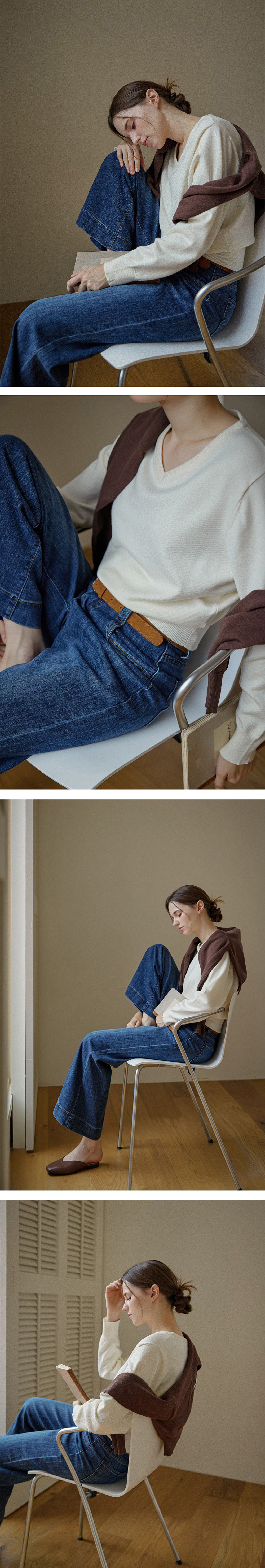 微彈刷色直筒牛仔褲