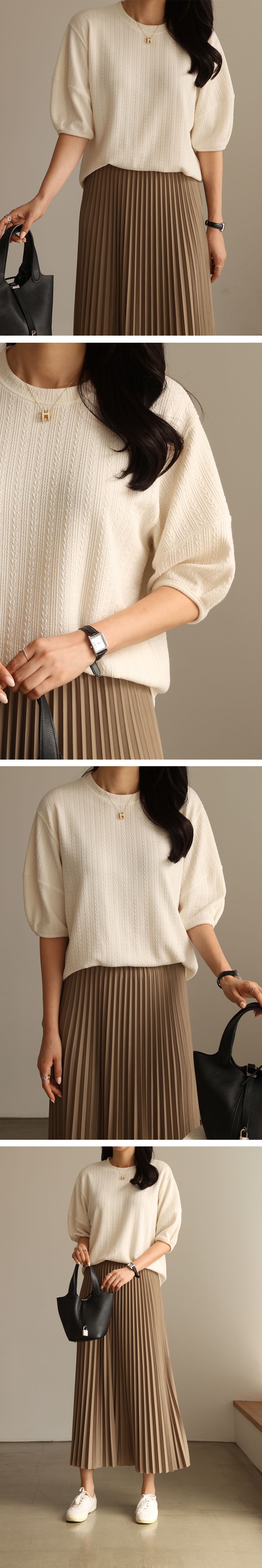 精緻心型圖案圓領上衣