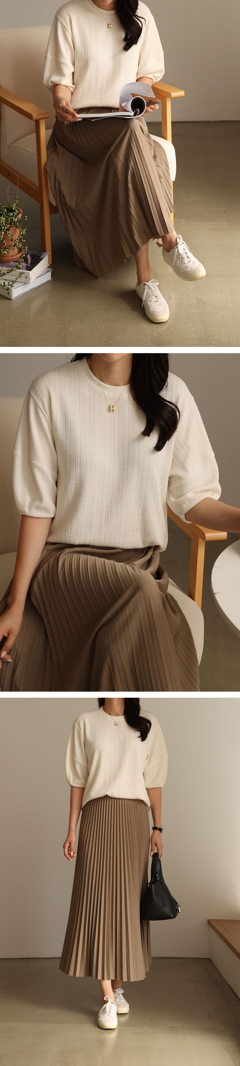 精緻心型圖案圓領上衣